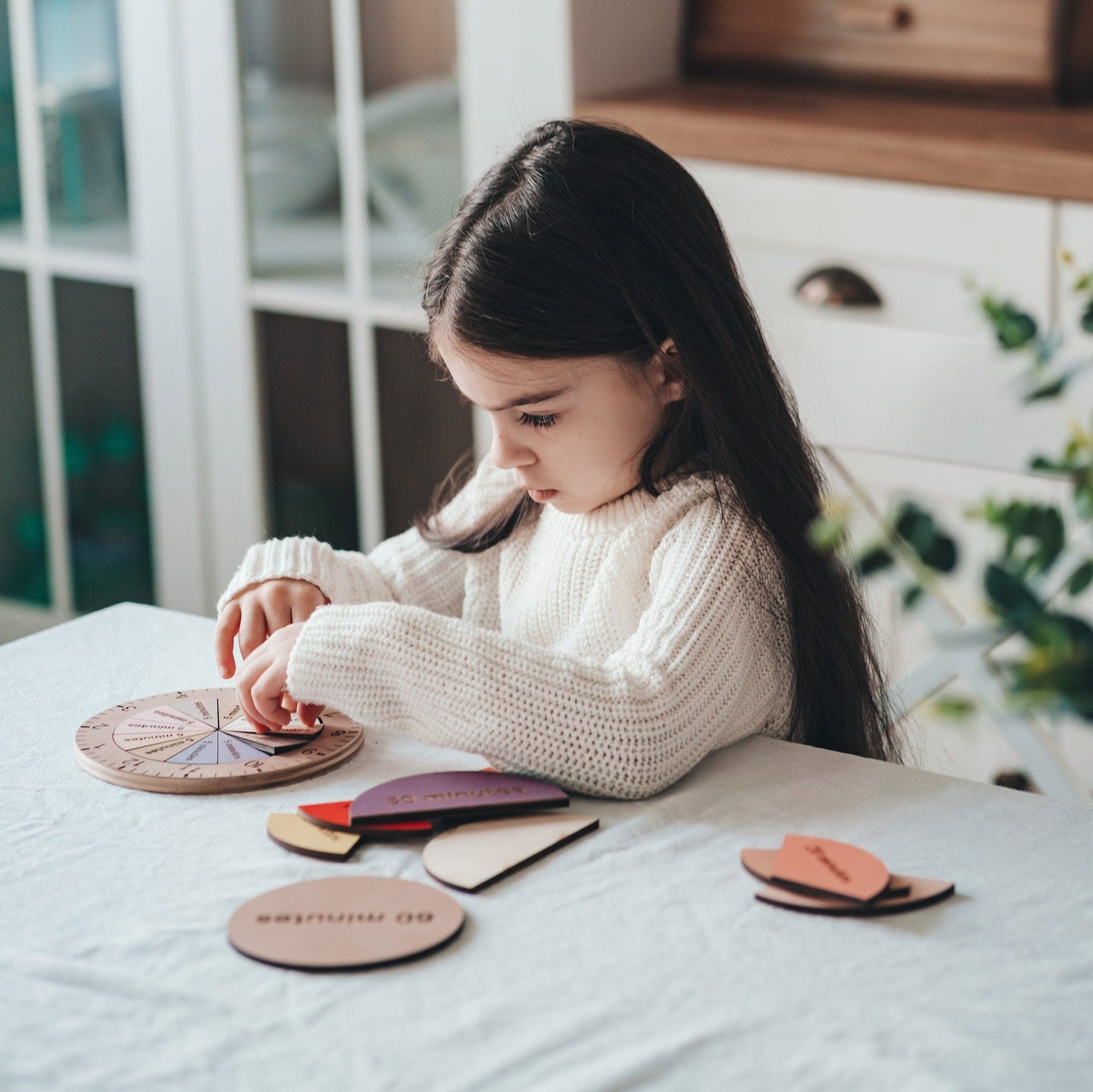 Wood Learning Clock, Fraction Of Time, Telling The Time, Montessori Toy, Sensory Kindergarten Toy, Kids Clock, Kindergarten Educational Toy