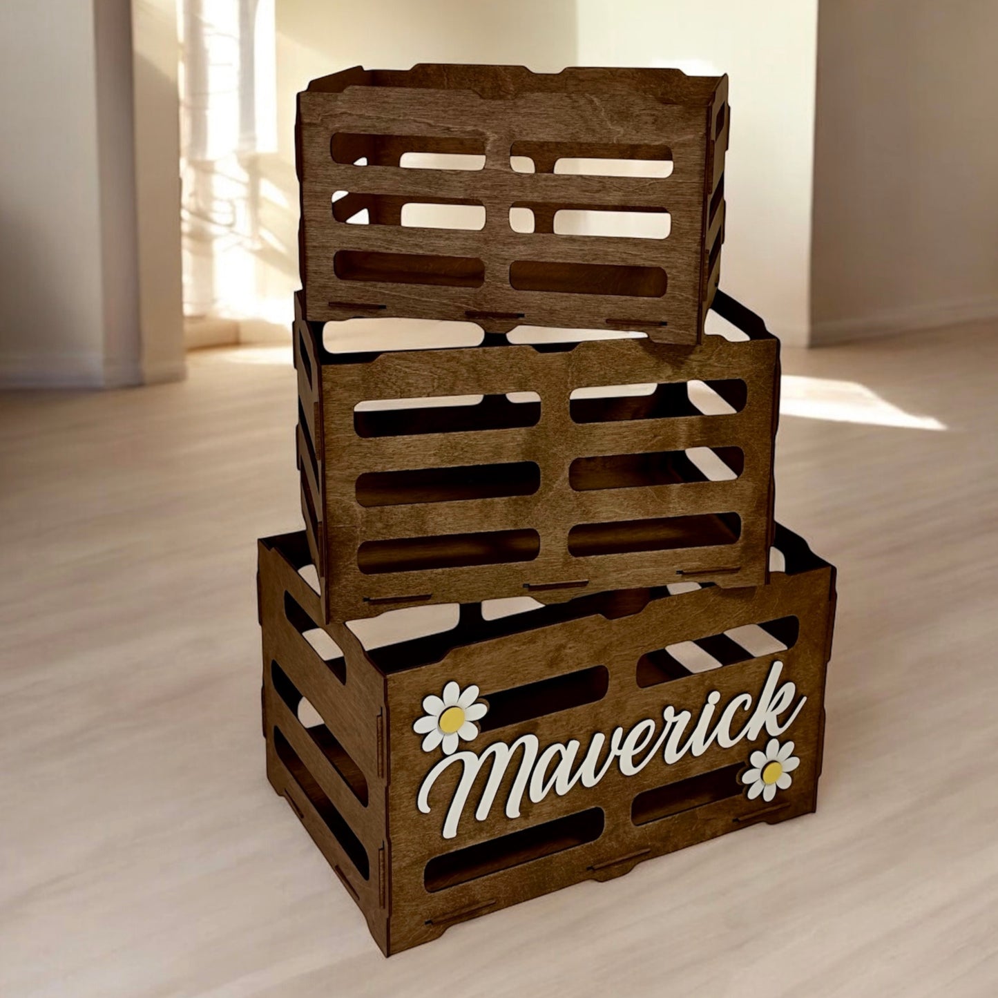 personalized wooden box for children's toys 
