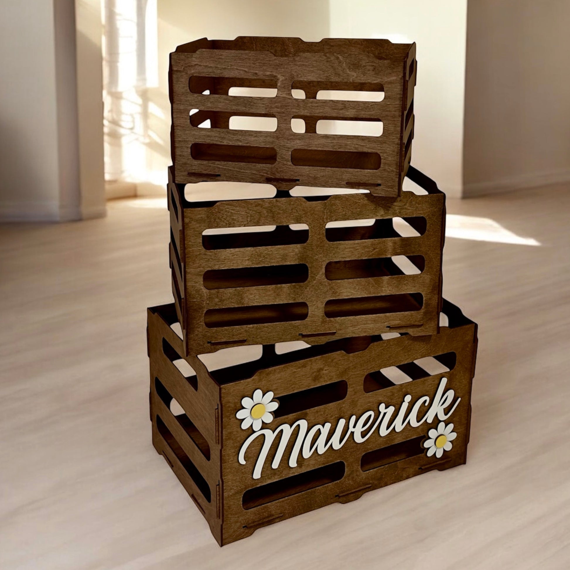 personalized wooden box for children's toys 