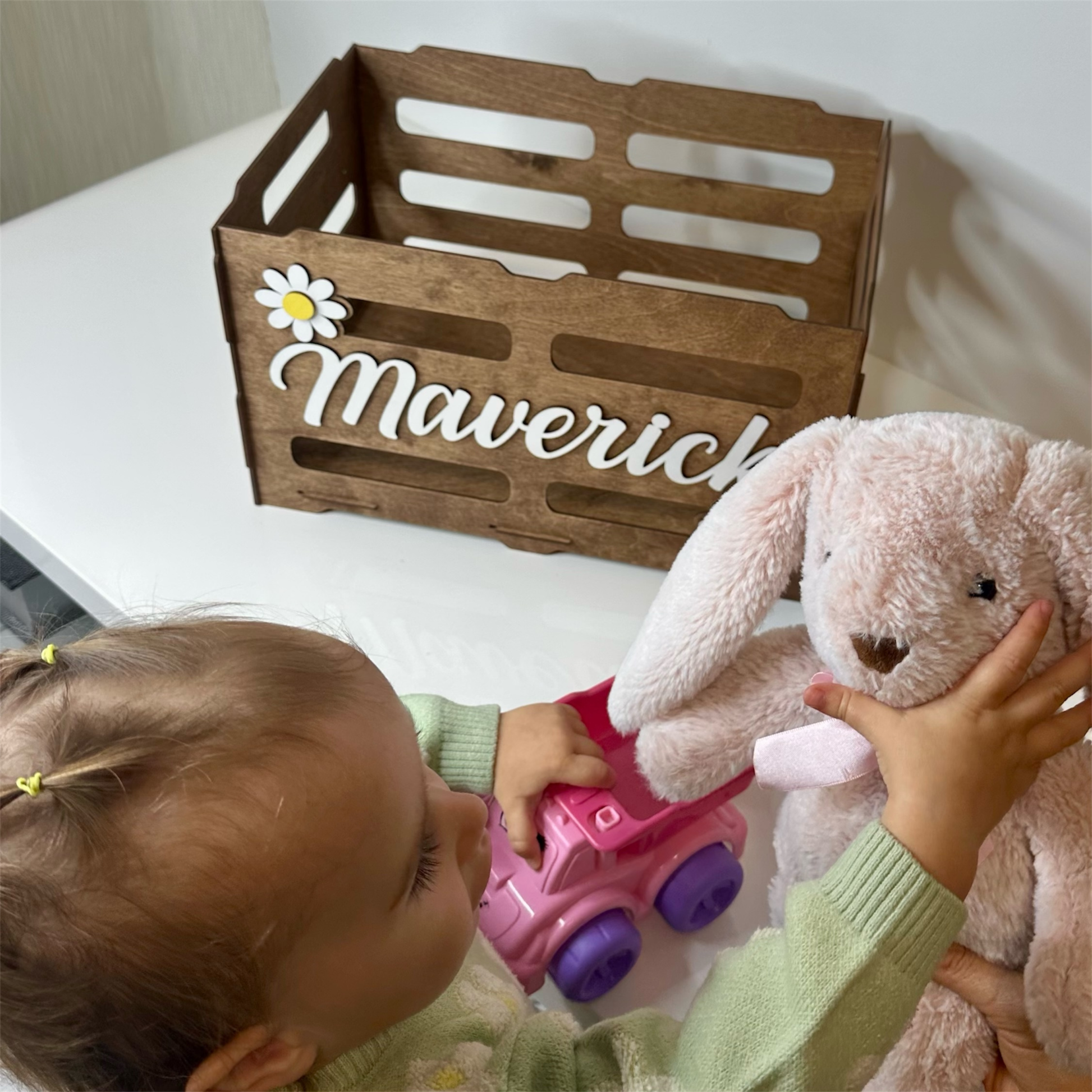 personalized wooden box for children's toys 