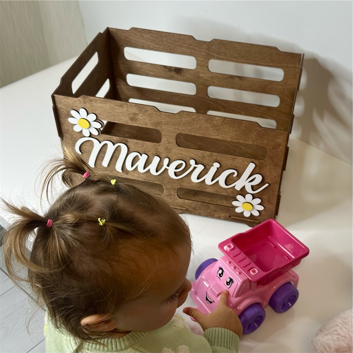 personalized wooden box for children's toys 