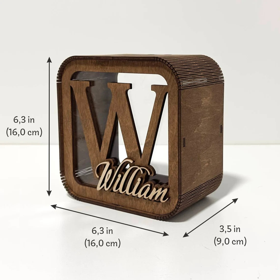 personalized wooden money box for children 