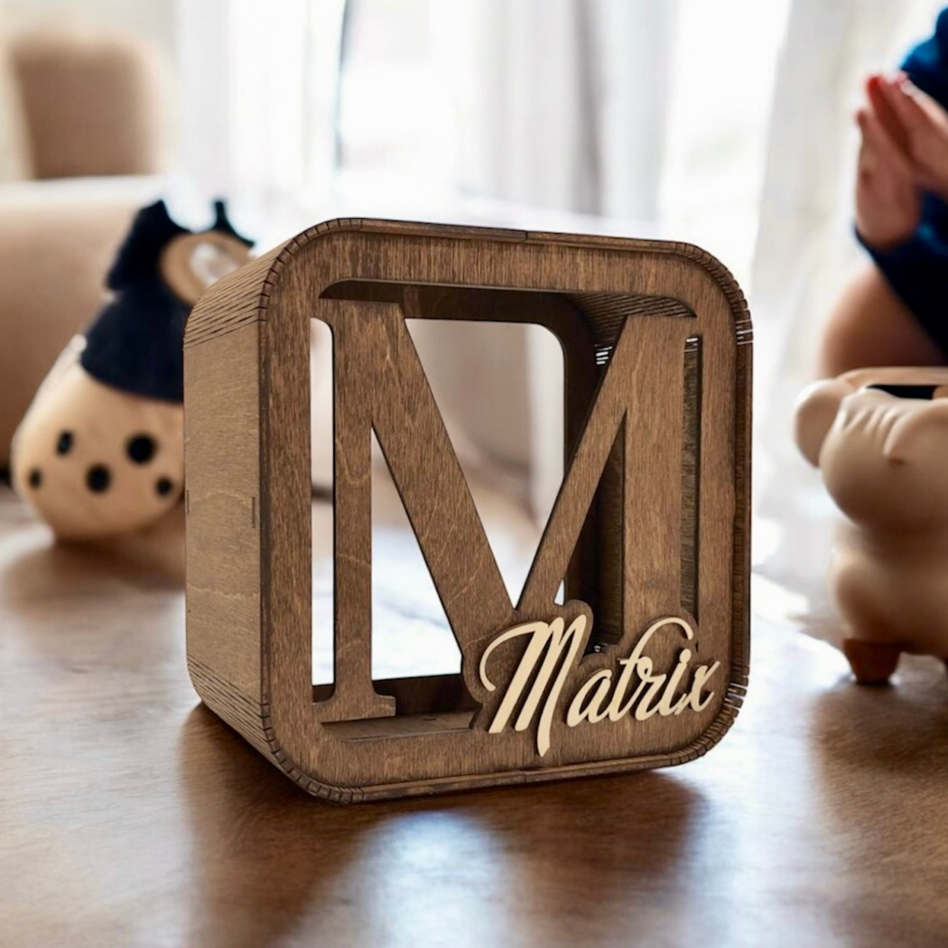 personalized wooden money box for children 