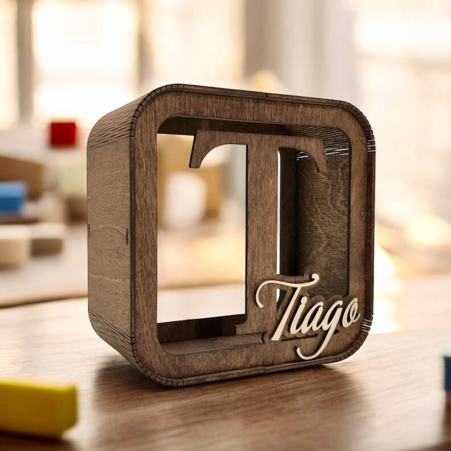 personalized wooden money box for children 